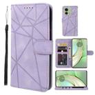 For Motorola Edge 40 Skin Feel Geometric Lines Leather Phone Case(Purple) - 1