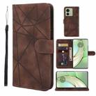 For Motorola Edge 40 Skin Feel Geometric Lines Leather Phone Case(Brown) - 1