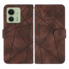 For Motorola Edge 40 Skin Feel Geometric Lines Leather Phone Case(Brown) - 2