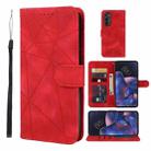 For Motorola Edge 2022 Skin Feel Geometric Lines Leather Phone Case(Red) - 1