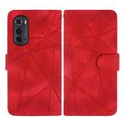 For Motorola Edge 2022 Skin Feel Geometric Lines Leather Phone Case(Red) - 2