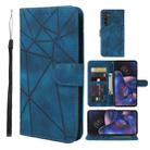 For Motorola Edge 2022 Skin Feel Geometric Lines Leather Phone Case(Blue) - 1