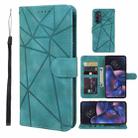 For Motorola Edge 2022 Skin Feel Geometric Lines Leather Phone Case(Green) - 1