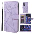 For Motorola Edge 2022 Skin Feel Geometric Lines Leather Phone Case(Purple) - 1