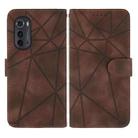 For Motorola Edge 2022 Skin Feel Geometric Lines Leather Phone Case(Brown) - 2