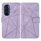 For Motorola Edge+ 2022 Skin Feel Geometric Lines Leather Phone Case(Purple) - 2