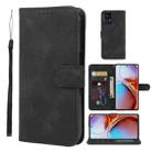 For Motorola Edge+ 2023 Skin Feel Geometric Lines Leather Phone Case(Black) - 1