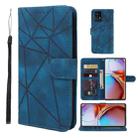 For Motorola Edge+ 2023 Skin Feel Geometric Lines Leather Phone Case(Blue) - 1