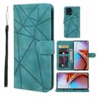 For Motorola Edge+ 2023 Skin Feel Geometric Lines Leather Phone Case(Green) - 1