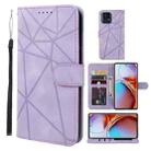 For Motorola Edge+ 2023 Skin Feel Geometric Lines Leather Phone Case(Purple) - 1