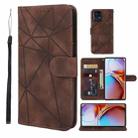 For Motorola Edge+ 2023 Skin Feel Geometric Lines Leather Phone Case(Brown) - 1