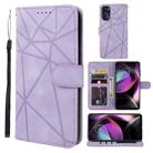 For Motorola Moto G 5G 2022 Skin Feel Geometric Lines Leather Phone Case(Purple) - 1