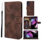 For Motorola Moto G 5G 2022 Skin Feel Geometric Lines Leather Phone Case(Brown) - 1