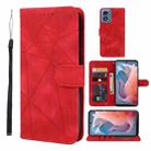 For Motorola Moto G Play 4G 2024 Skin Feel Geometric Lines Leather Phone Case(Red) - 1