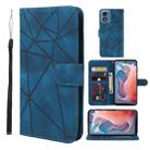 For Motorola Moto G Play 4G 2024 Skin Feel Geometric Lines Leather Phone Case(Blue) - 1