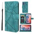 For Motorola Moto G Play 4G 2024 Skin Feel Geometric Lines Leather Phone Case(Green) - 1