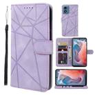 For Motorola Moto G Play 4G 2024 Skin Feel Geometric Lines Leather Phone Case(Purple) - 1