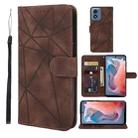 For Motorola Moto G Play 4G 2024 Skin Feel Geometric Lines Leather Phone Case(Brown) - 1