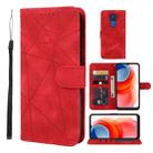 For Motorola Moto G Play 2021 Skin Feel Geometric Lines Leather Phone Case(Red) - 1