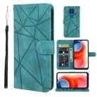 For Motorola Moto G Play 2021 Skin Feel Geometric Lines Leather Phone Case(Green) - 1