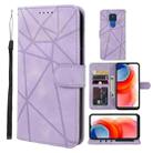 For Motorola Moto G Play 2021 Skin Feel Geometric Lines Leather Phone Case(Purple) - 1