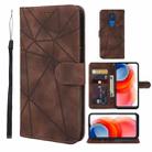 For Motorola Moto G Play 2021 Skin Feel Geometric Lines Leather Phone Case(Brown) - 1