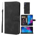 For Motorola Moto G Play 2023 Skin Feel Geometric Lines Leather Phone Case(Black) - 1