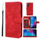 For Motorola Moto G Play 2023 Skin Feel Geometric Lines Leather Phone Case(Red) - 1