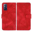 For Motorola Moto G Play 2023 Skin Feel Geometric Lines Leather Phone Case(Red) - 2