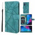 For Motorola Moto G Play 2023 Skin Feel Geometric Lines Leather Phone Case(Green) - 1