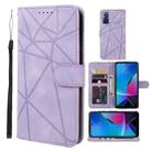 For Motorola Moto G Play 2023 Skin Feel Geometric Lines Leather Phone Case(Purple) - 1