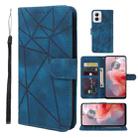 For Motorola Moto G Power 5G 2024 Skin Feel Geometric Lines Leather Phone Case(Blue) - 1