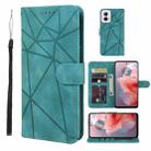 For Motorola Moto G Power 5G 2024 Skin Feel Geometric Lines Leather Phone Case(Green) - 1