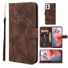 For Motorola Moto G Power 5G 2024 Skin Feel Geometric Lines Leather Phone Case(Brown) - 1