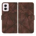 For Motorola Moto G Power 5G 2024 Skin Feel Geometric Lines Leather Phone Case(Brown) - 2