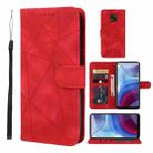 For Motorola Moto G Power 2021 Skin Feel Geometric Lines Leather Phone Case(Red) - 1