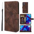 For Motorola Moto G Pure 2021 Skin Feel Geometric Lines Leather Phone Case(Brown) - 1