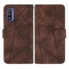 For Motorola Moto G Pure 2021 Skin Feel Geometric Lines Leather Phone Case(Brown) - 2