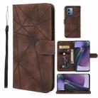 For Motorola Moto G Stylus 5G 2023 Skin Feel Geometric Lines Leather Phone Case(Brown) - 1