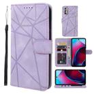 For Motorola Moto G Stylus 4G 2022 Skin Feel Geometric Lines Leather Phone Case(Purple) - 1