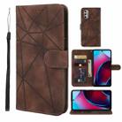 For Motorola Moto G Stylus 4G 2022 Skin Feel Geometric Lines Leather Phone Case(Brown) - 1