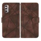 For Motorola Moto G Stylus 4G 2022 Skin Feel Geometric Lines Leather Phone Case(Brown) - 2