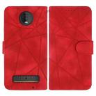 For Motorola Moto Z4 Skin Feel Geometric Lines Leather Phone Case(Red) - 1