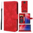 For Motorola Moto Z4 Skin Feel Geometric Lines Leather Phone Case(Red) - 2