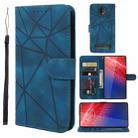 For Motorola Moto Z4 Skin Feel Geometric Lines Leather Phone Case(Blue) - 1