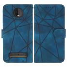 For Motorola Moto Z4 Skin Feel Geometric Lines Leather Phone Case(Blue) - 2