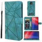 For Motorola Moto Z4 Skin Feel Geometric Lines Leather Phone Case(Green) - 1