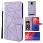 For Motorola Moto Z4 Skin Feel Geometric Lines Leather Phone Case(Purple) - 1