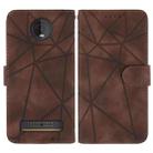 For Motorola Moto Z4 Skin Feel Geometric Lines Leather Phone Case(Brown) - 2