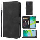 For Motorola Moto E13 Skin Feel Geometric Lines Leather Phone Case(Black) - 1